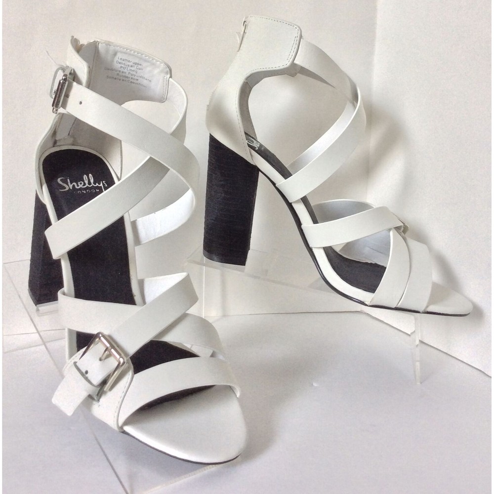 NEW SHELLYS LONDON Coessa White Leather Sandals - MSRP $120.00!